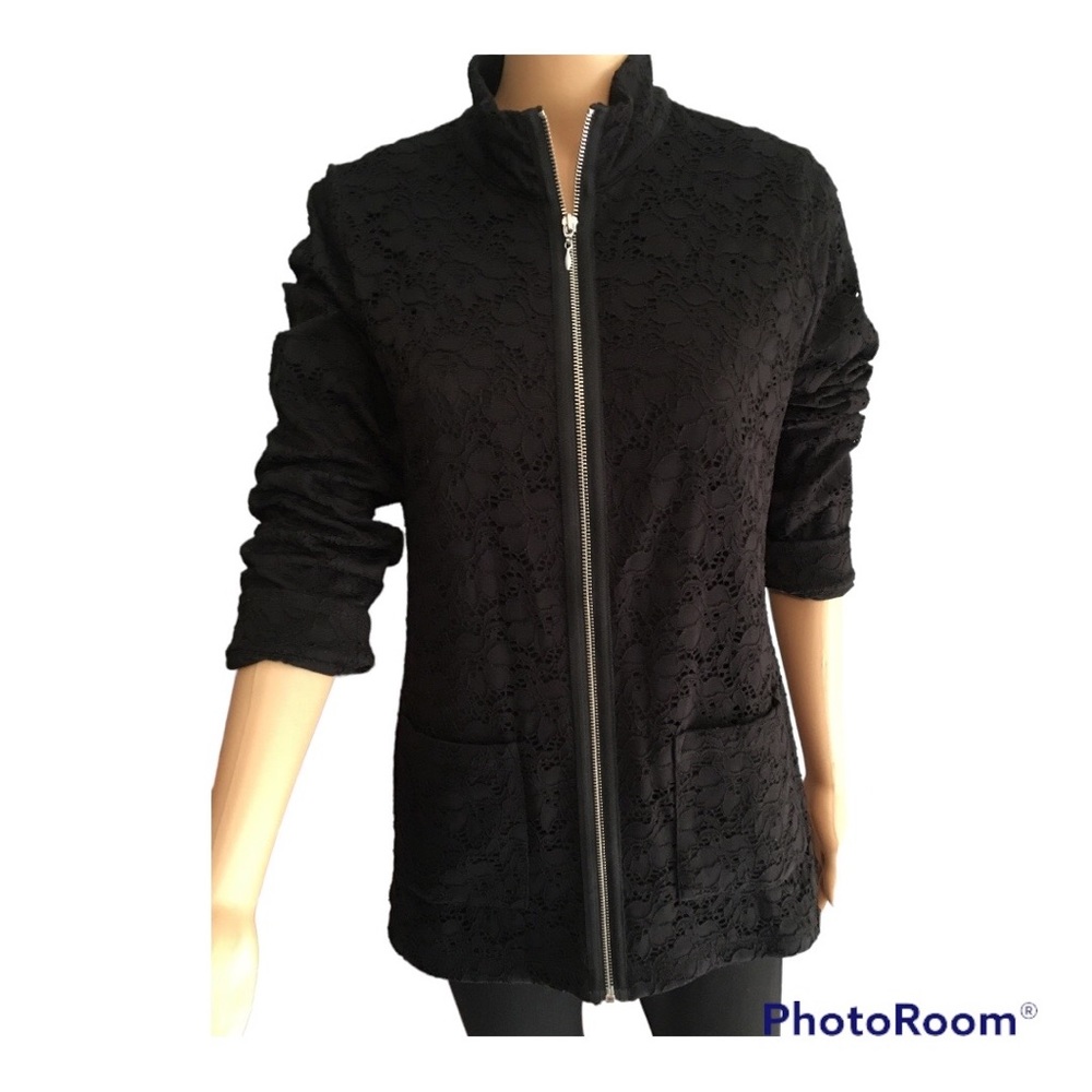 Denim & Co NWOT Black Floral Lace Jacket in XXS